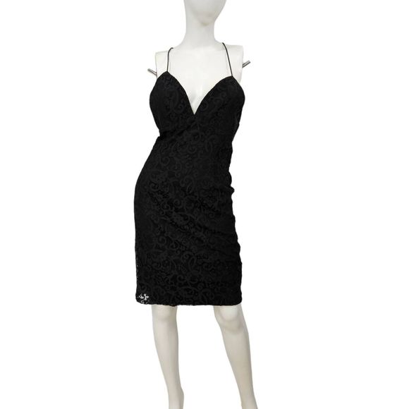 NWT Tobi Deep Plunge Black Dress Large - Picture 6 of 15